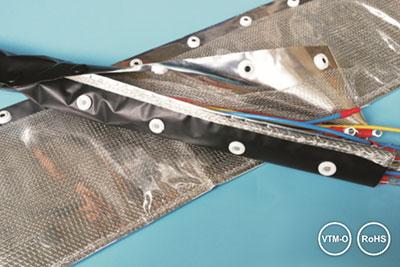 Gaine pour câble avec blindage tressé fermée par bouton